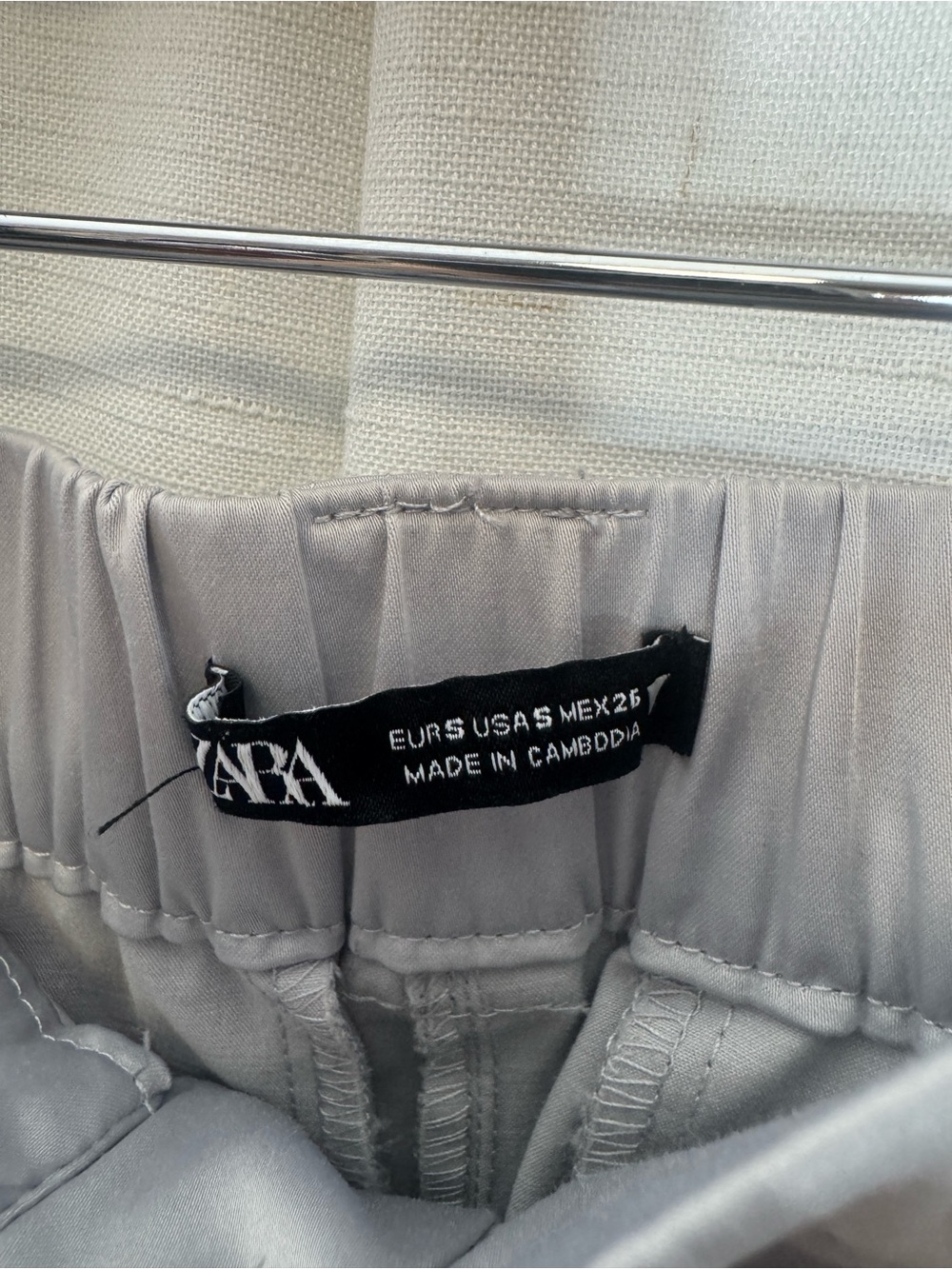 Zara Gray Satin Cargo Parachute Pants Wide Leg Size S - Picture 12 of 14